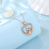 925 Silver Heart Charm Necklace for Women CZ Pendant Mother's Gift