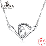 925 Silver Horse Necklace Zircon Pendant Men Women Jewelry Gift