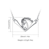 925 Silver Horse Necklace Zircon Pendant Men Women Jewelry Gift