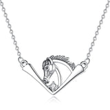 925 Silver Horse Necklace Zircon Pendant Men Women Jewelry Gift