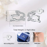 925 Silver Rabbit Stud Earrings CZ Bunny Fine Jewelry Gift