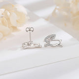 925 Silver Rabbit Stud Earrings CZ Bunny Fine Jewelry Gift