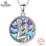 925 Silver Mother & Baby Pendant Abalone Shell Fine Jewelry