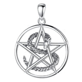 Eudora Sterling Silver Pentagram Snake Necklace Wiccan Pendant