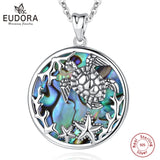Eudora 925 Sterling Silver Sea Turtle Necklace Abalone Shell pendant