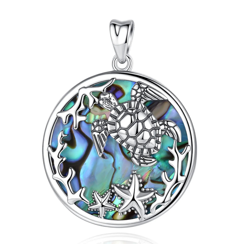 Eudora 925 Sterling Silver Sea Turtle Necklace Abalone Shell pendant