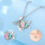 925 Silver Turtle Necklace Abalone Shell Zircon Pendant