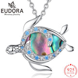 925 Silver Turtle Necklace Abalone Shell Zircon Pendant