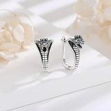 925 Sterling Silver Snake Circle Earrings Small Hoop Retro Textures Fine Jewelry