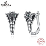 925 Sterling Silver Snake Circle Earrings Small Hoop Retro Textures Fine Jewelry