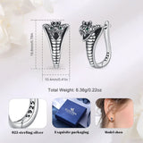 925 Sterling Silver Snake Circle Earrings Small Hoop Retro Textures Fine Jewelry