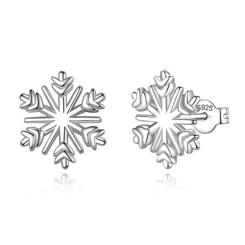 Eudora 925 Sterling Silver Snowflake Stud Earrings Women Party Birthday Gift