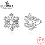 Eudora 925 Sterling Silver Snowflake Stud Earrings Women Party Birthday Gift