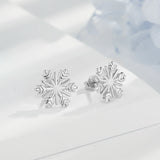 Eudora 925 Sterling Silver Snowflake Stud Earrings Women Party Birthday Gift
