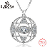 Eudora 925 Sterling Silver Star of David Pendant Necklace with Cubic Zirconia