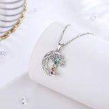 925 Silver Tree of Life Moon Necklace with Crystal CZ Pendant