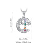 925 Silver Tree of Life Moon Necklace with Crystal CZ Pendant