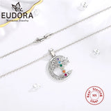 925 Silver Tree of Life Moon Necklace with Crystal CZ Pendant