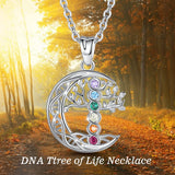925 Silver Tree of Life Moon Necklace with Crystal CZ Pendant