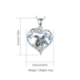 925 Silver Turtle Heart Crystal Necklace Abalone Shell Pendant