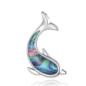 Eudora 925 Sterling Silver Whale Dolphin Abalone Shell Pendant Necklace