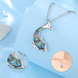 Eudora 925 Sterling Silver Whale Dolphin Abalone Shell Pendant Necklace