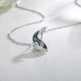 Eudora 925 Sterling Silver Whale Dolphin Abalone Shell Pendant Necklace