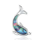 Eudora 925 Sterling Silver Whale Dolphin Abalone Shell Pendant Necklace