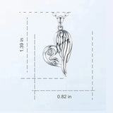 925 Silver Wings Necklace Love Letter Heart Pendant Jewelry Gift