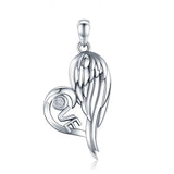 925 Silver Wings Necklace Love Letter Heart Pendant Jewelry Gift
