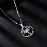 Eudora Silver Tree Necklace with Crystal Pendant