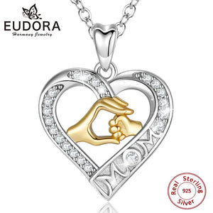 Mom Necklace Heart Pendant Daughter Son Child Family Jewelry
