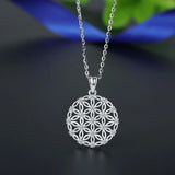 Sterling Silver Flower Of Life Pendant Necklace with Box Jewelry