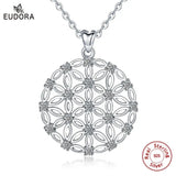 Sterling Silver Flower Of Life Pendant Necklace with Box Jewelry