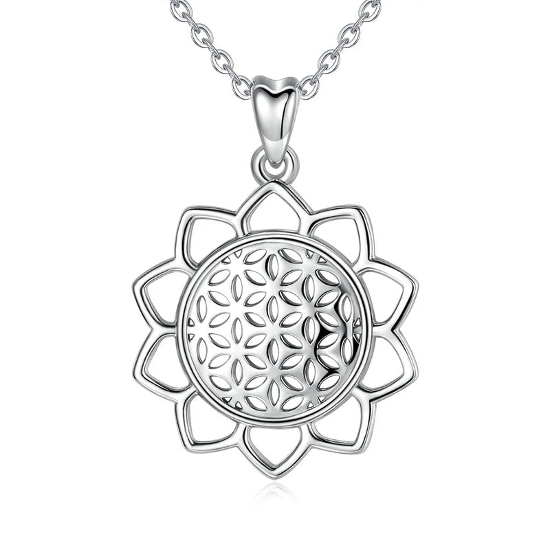 Eudora Flower Of Life Pendant Necklace 925 Silver Jewelry