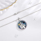 Mom Daughter Sunflower Purple Crystal Pendant Mother of Pearl Necklace
