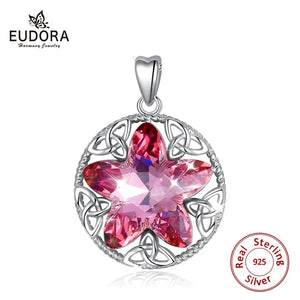 Pink Crystal Star Pendant Necklace for Women
