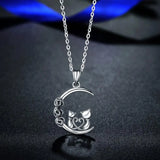 Sterling Silver Two Cat Three Rose Pendant Necklace Animal Jewelry
