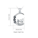 Sterling Silver Two Cat Three Rose Pendant Necklace Animal Jewelry