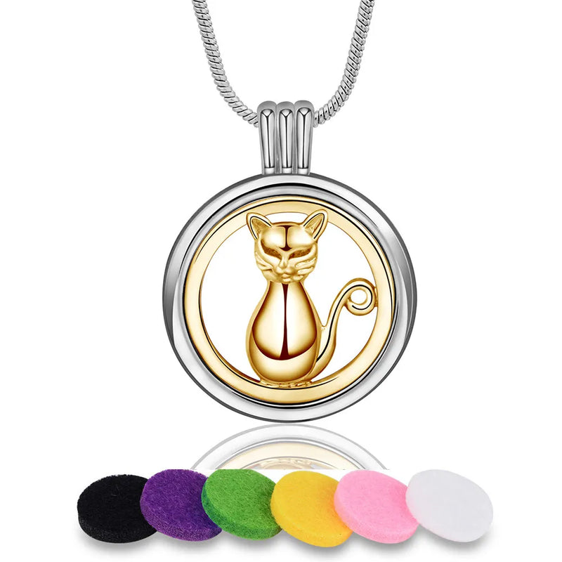 Cat Aromatherapy Necklace - Essential Oils Diffuser Pendant