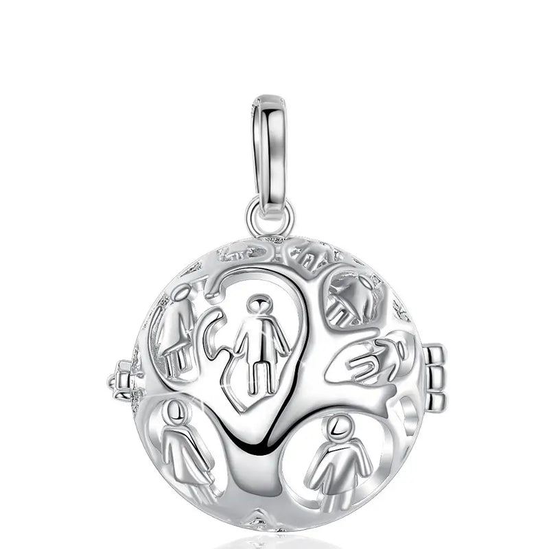 Family Tree Locket Cage Pendant Necklace Harmony Ball Jewelry