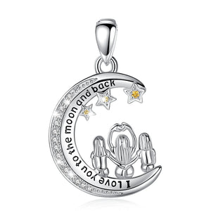 Eudora 925 Silver Family Star Moon Pendant Necklace Sister