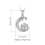 Eudora 925 Silver Family Star Moon Pendant Necklace Sister