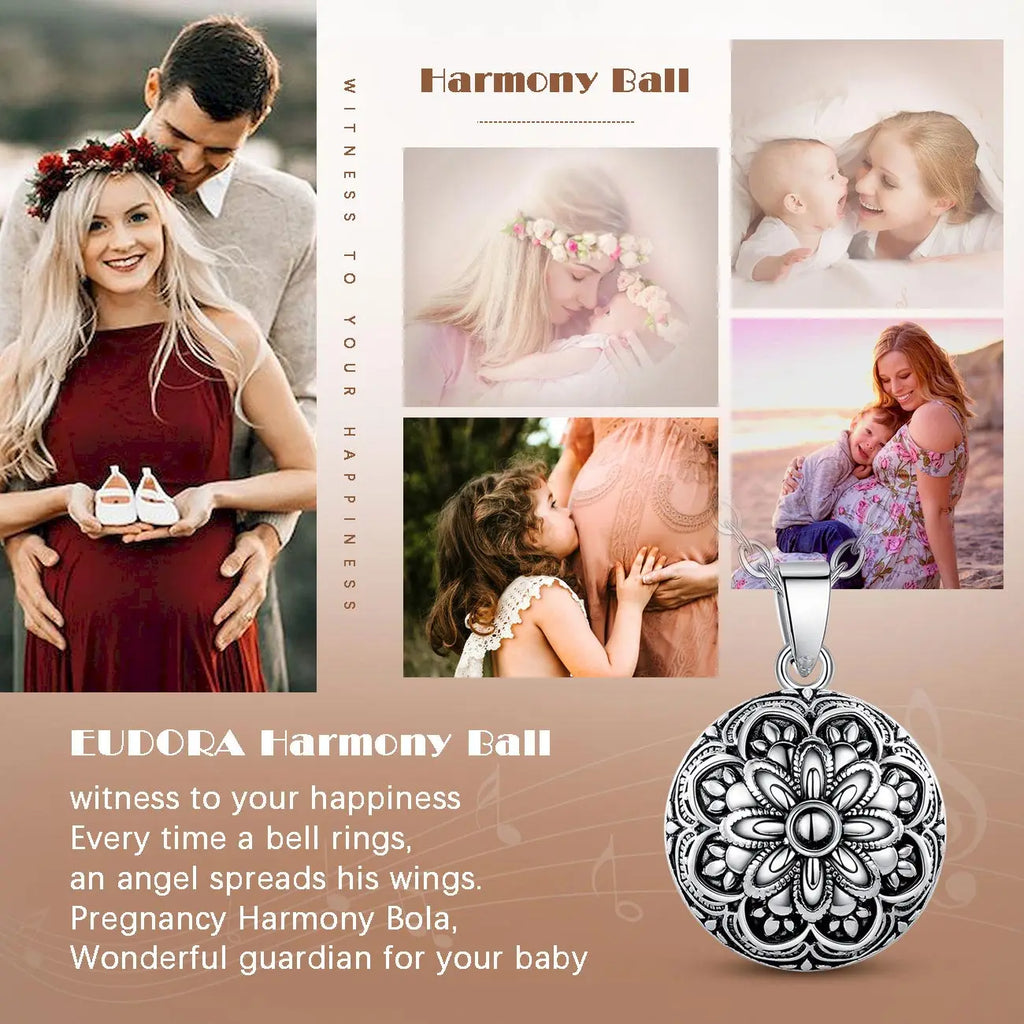 Harmony Pregnancy Ball Necklace Flower Pendant Vintage Jewelry