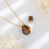 Tiger Stone Eye Pendant Necklace with Essential Oil Diffuser Bottle