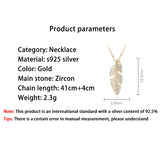 925 Silver Zircon Leaf Pendant Necklace