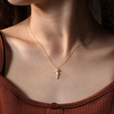 925 Silver Zircon Leaf Pendant Necklace