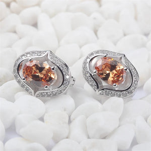 925 Silver Wedding Earrings with Champagne Cubic Zirconia
