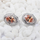 925 Silver Wedding Earrings with Champagne Cubic Zirconia