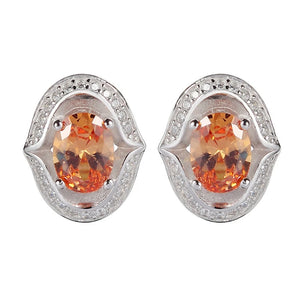 925 Silver Wedding Earrings with Champagne Cubic Zirconia